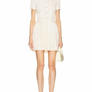 Self-Portrait Cream Mini Dress with Short Sleeves